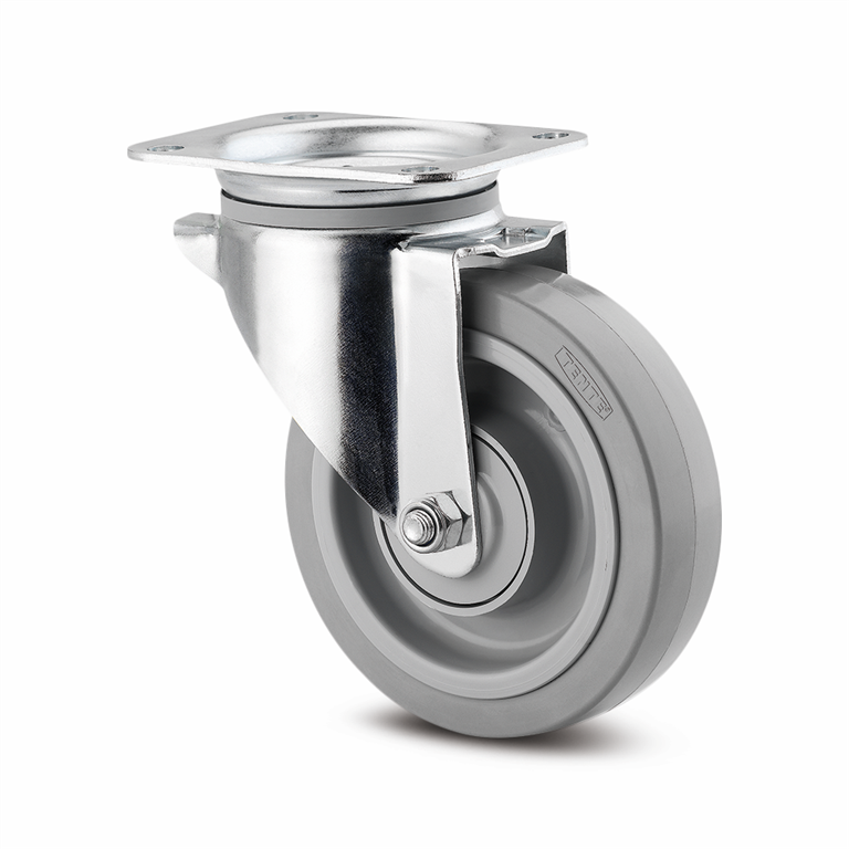 Elastikkapyörä 3470UFP160P63, 160 mm, 300 kg, kääntyvä, harmaa