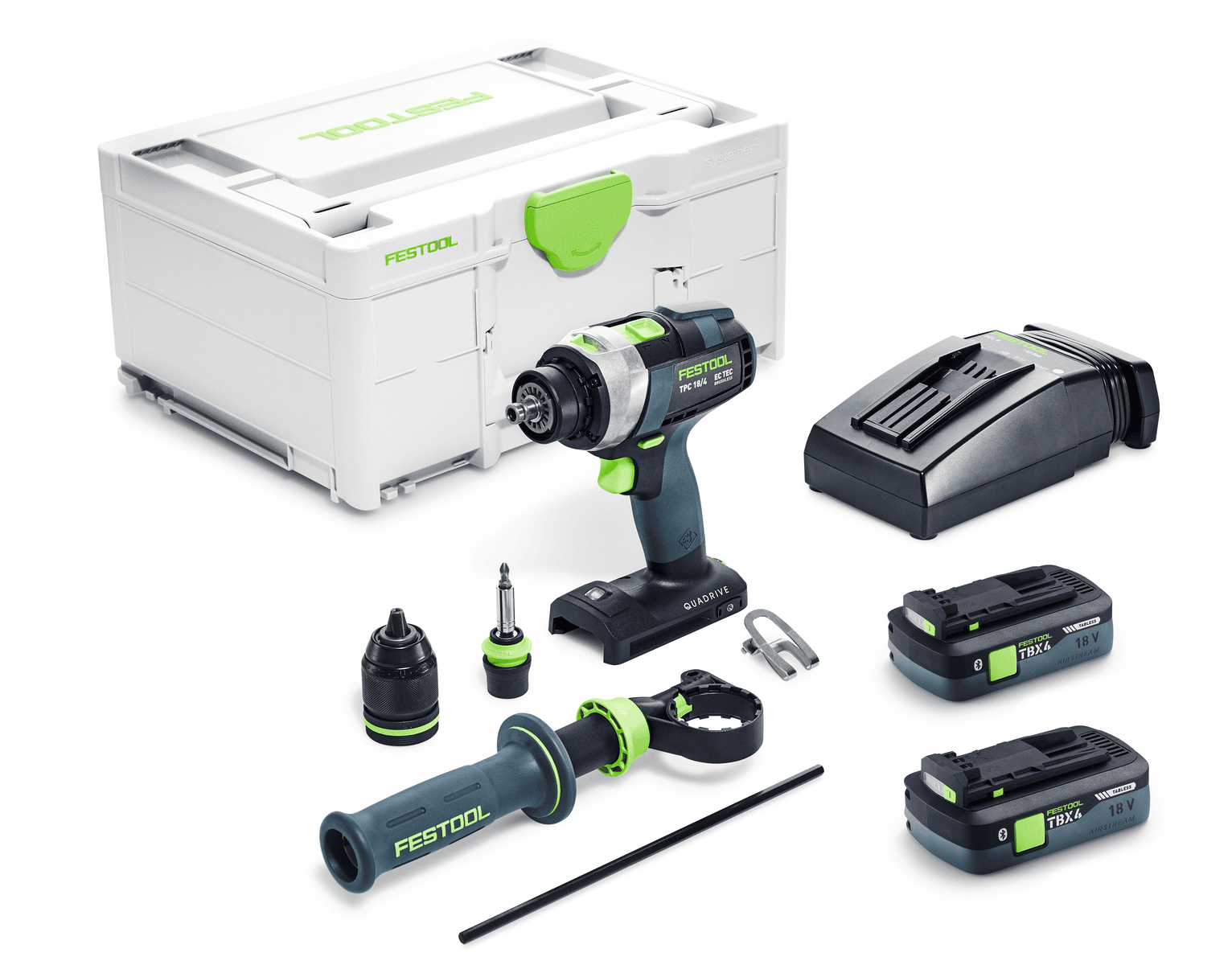 Festool Skruvdragare & Slagborr QUADRIVE TPC 18/4 TBX4,0 I-Plus med Batteri & Laddare