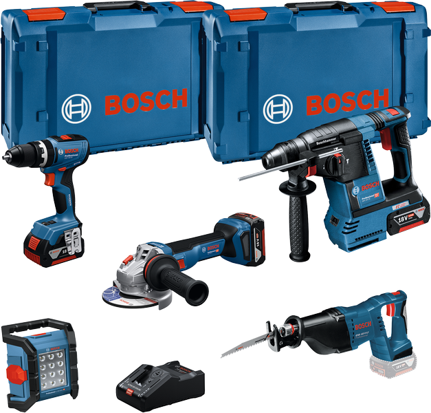 Bosch Verktygspaket 5 verktyg med 3x5Ah batterier och laddare
