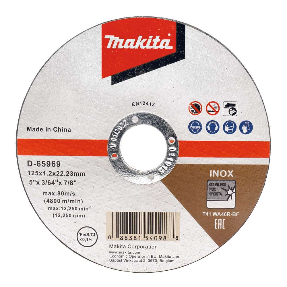 Makita Kapskiva för metall 125x1,2x22,23mm Inox WA46R Typ 41 12-pack