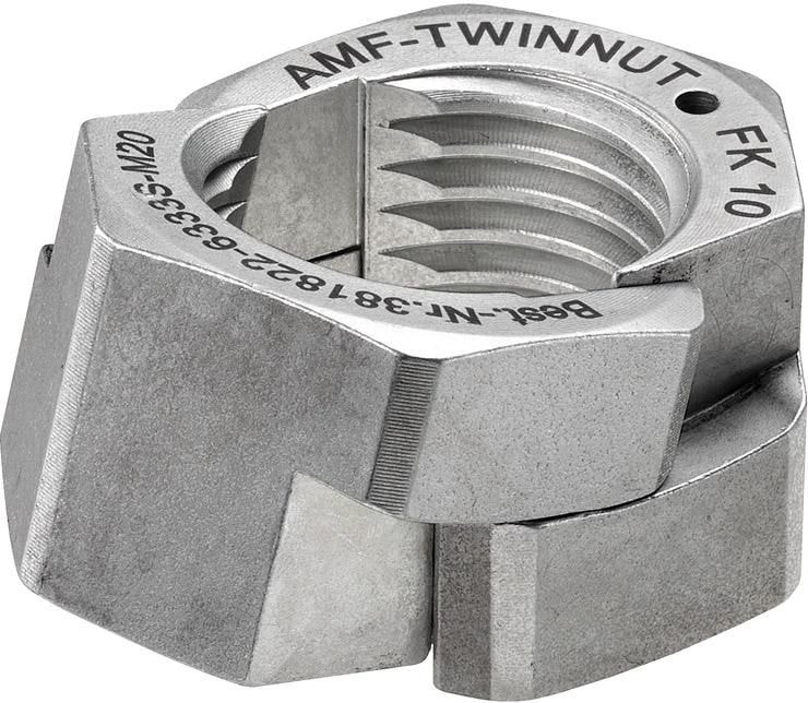 Amf TwinNut-mutter 6333S M10 NV 17, utan fläns