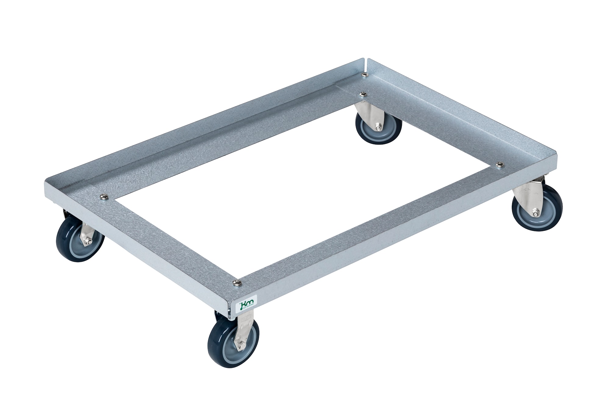 Tralla KM672, 616x416x128 mm, 100 kg, polyuretaanipyörät, sähkösinkitty