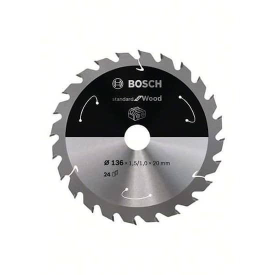 Bosch Standard for Wood -pyörösahanterä johdottomiin sahoihin 136 x 1,5 / 1 x 20 T24