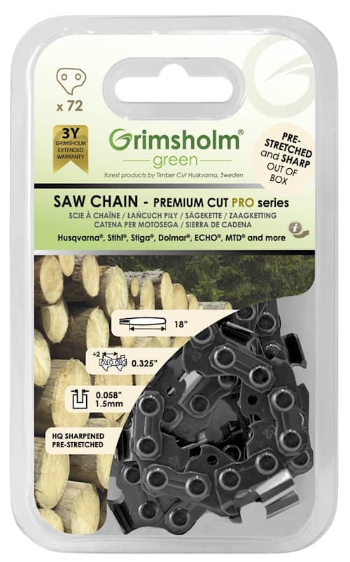 Grimsholm 72dl .325" 1.5mm Premium Cut Pro Motorsågskedja