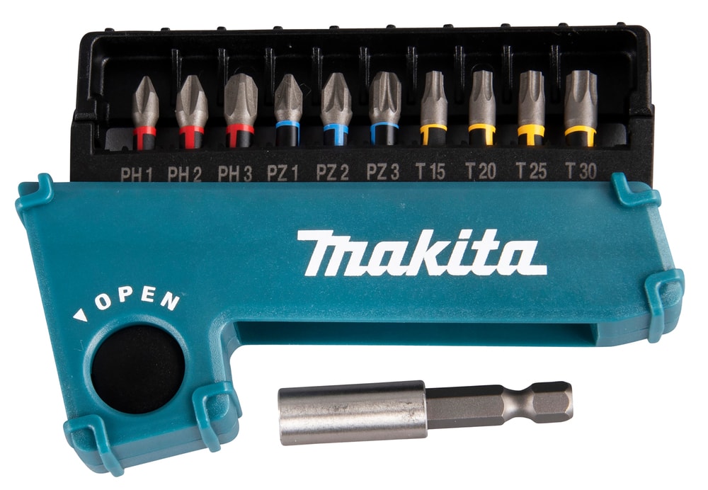 Makita Bitssats E-03567 Premier 11 delar PH1,2,3/PZ1,2,3/T15,20,25,30/Bitshållare 50mm