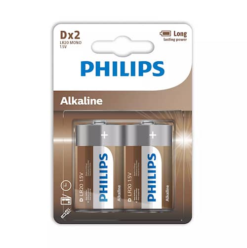 Philips Batteri Alkaline D/LR20 2-pack