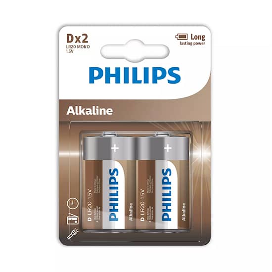 Philips Alkalisk D/LR20-batteri, 2-pakning