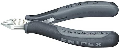 Knipex Elektronikavbitare 7772115ESD 115mm, med liten fasett, spetsigt minihuvud